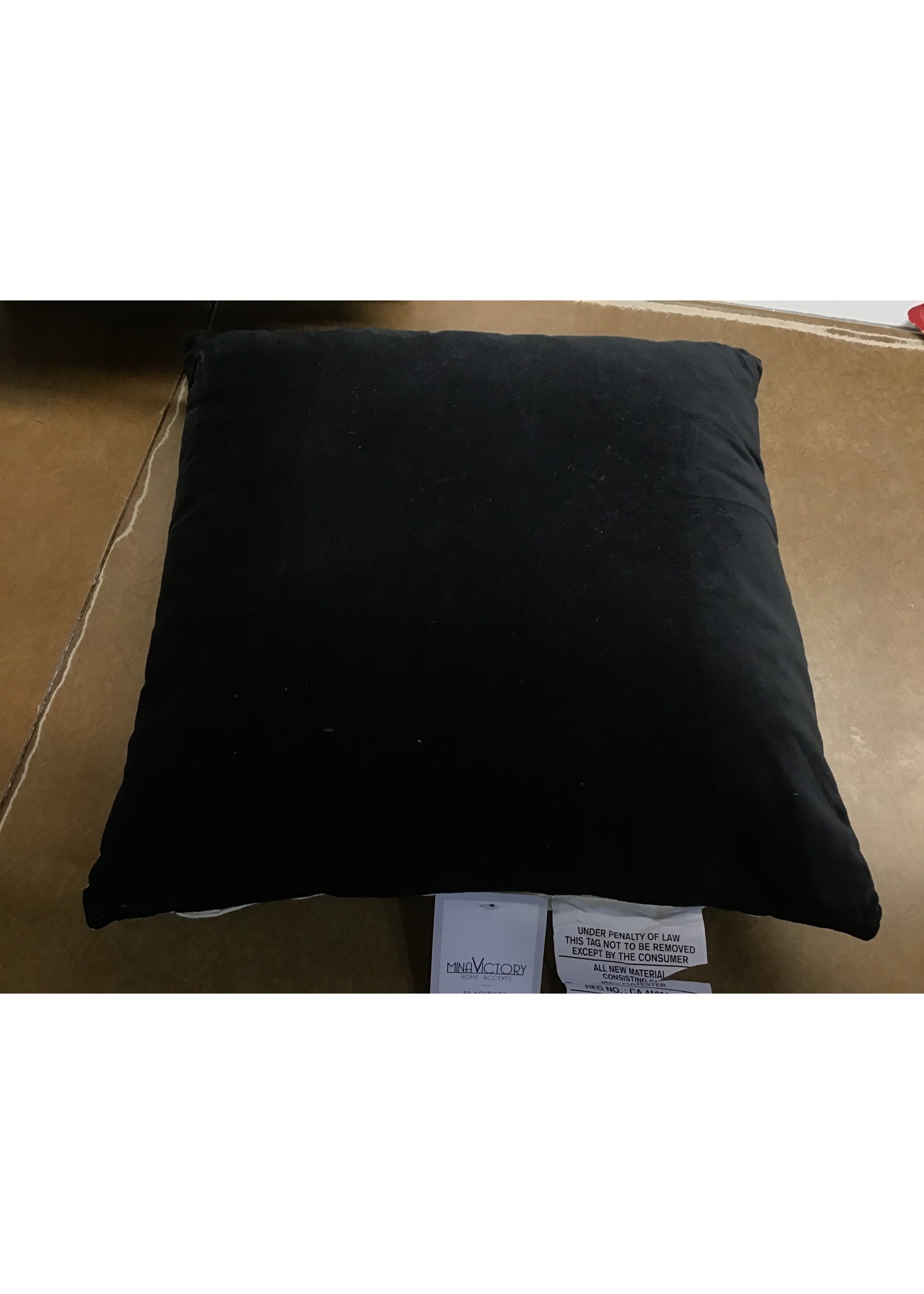 16"x16" Solid Velvet Square Throw Pillow Black - Nourison