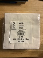 60ct Disposable Beverage Napkin White - Spritz