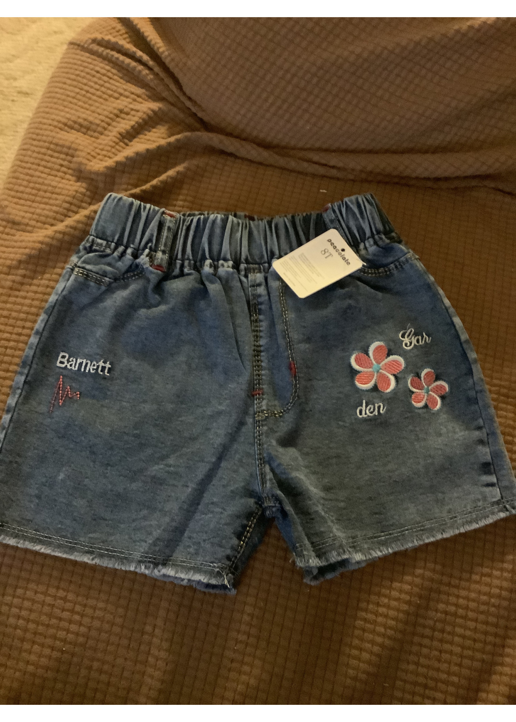 8T Girl’s Jean Short Barnett Garden Pink Flowers