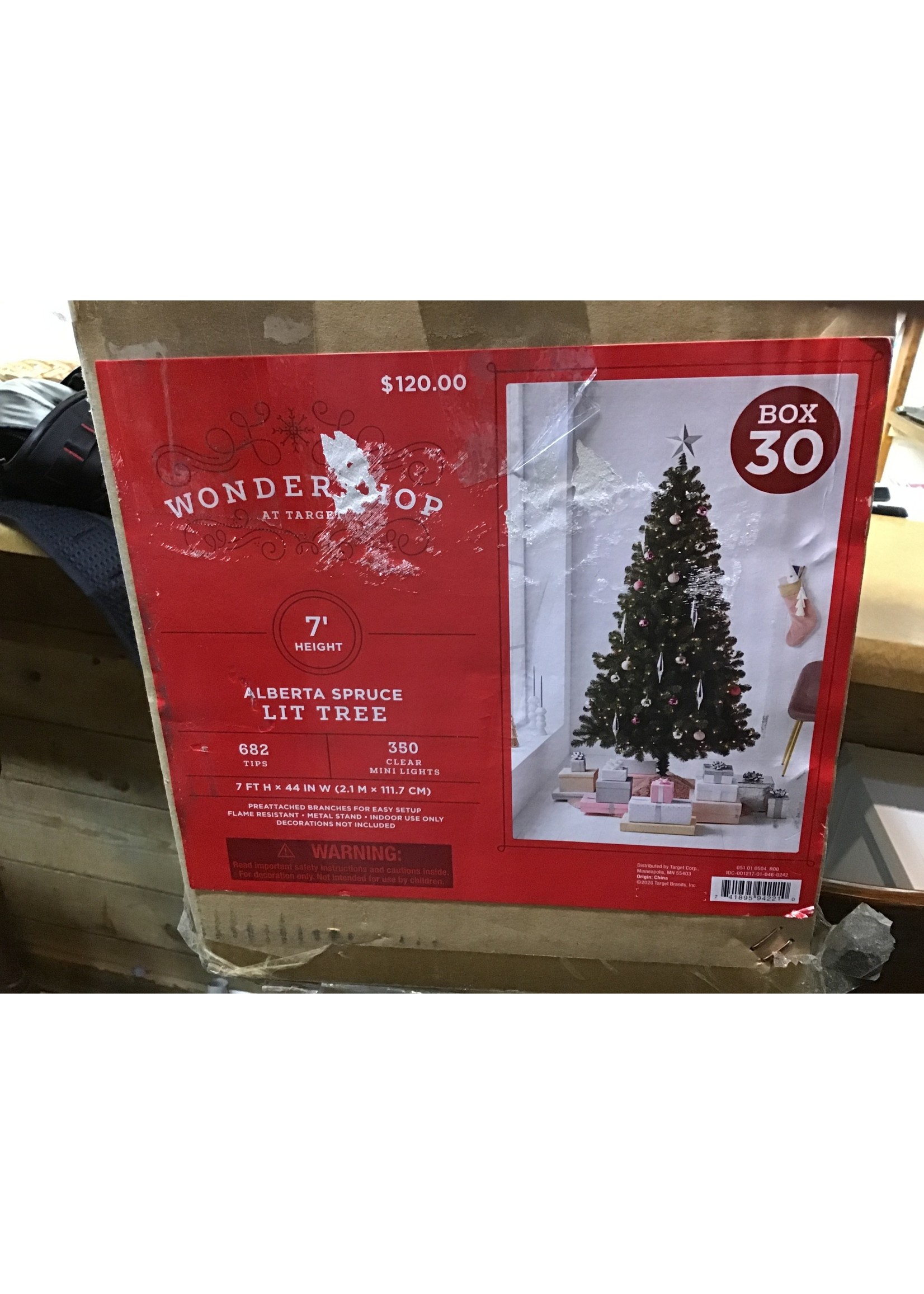 7ft Pre-lit Artificial Christmas Tree Alberta Spruce Clear Lights - Wondershop