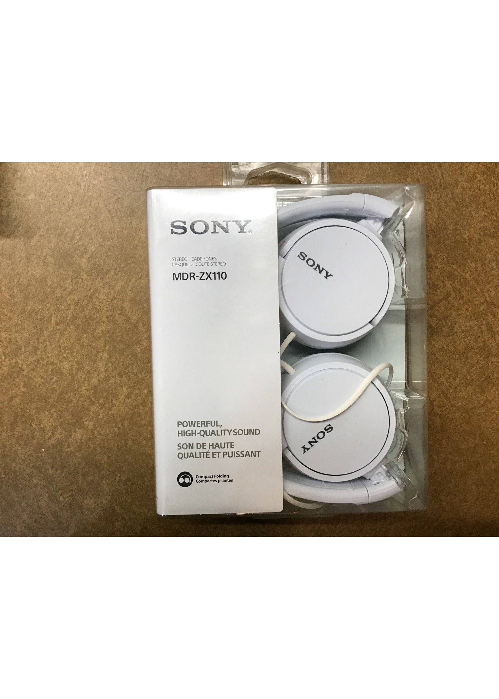 Damaged box- Sony ZX Series Wired On Ear Headphones - White (MDR-ZX110)