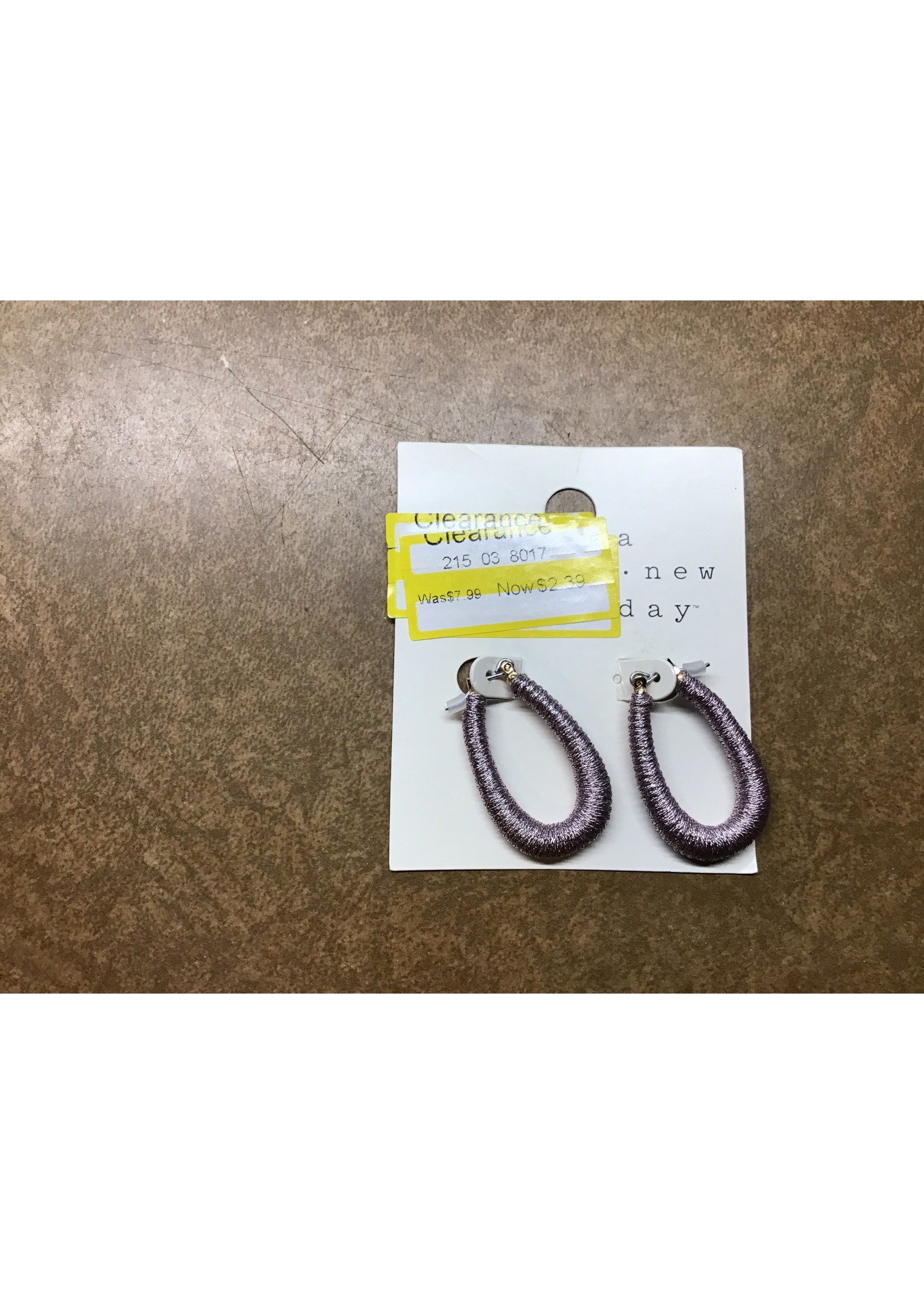 Thread Wrapped Elongated Teardrop Hoop Earrings - A New Day Light Purple