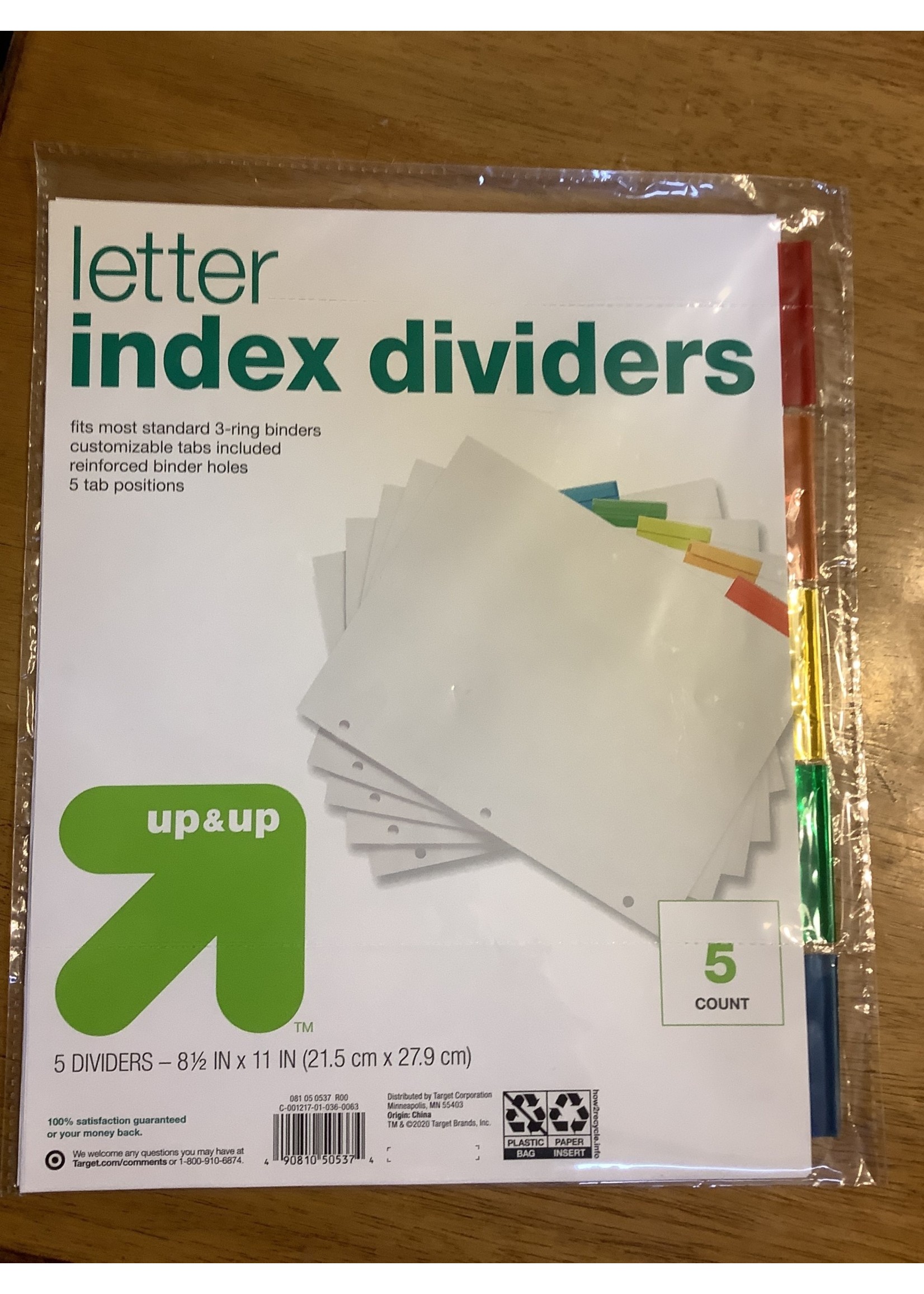 5ct Letter Index Dividers - Up&Up™
