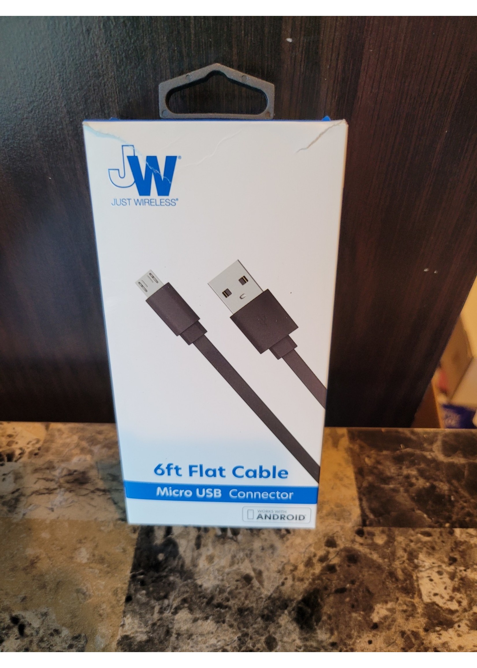 Just Wireless 6ft Flat TPU Micro USB to USB-A Cable - Black