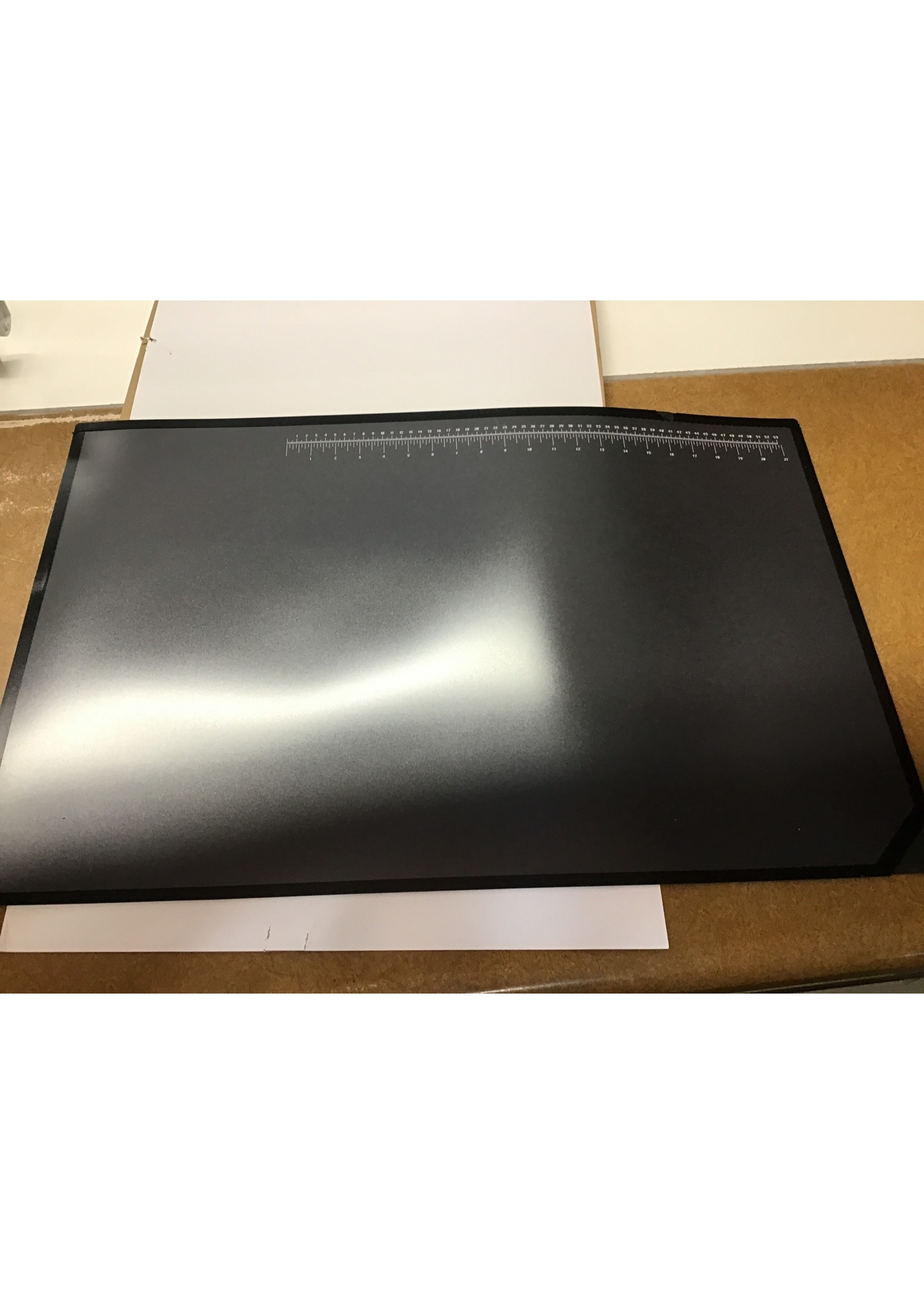 Artistic Office Products 20" x 31" Logo Pad Lift-top Desktop Organizer Desk Mat, Black/Clear w/ ruler* top is chipped