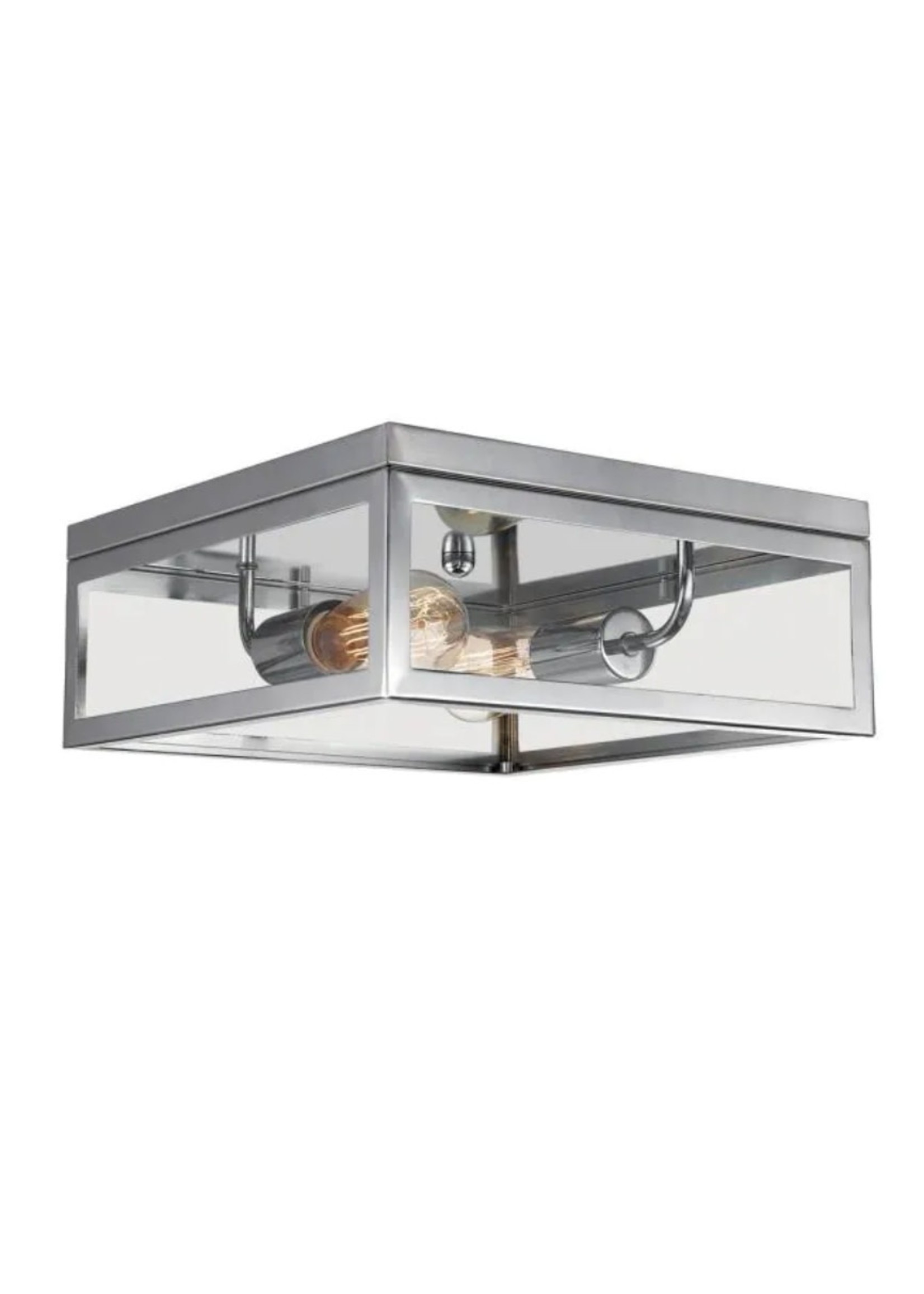 *Missing 1 Screw 60W Globe Memphis 2-Light Flush Mount Ceiling Light Chrome 13x13x5
