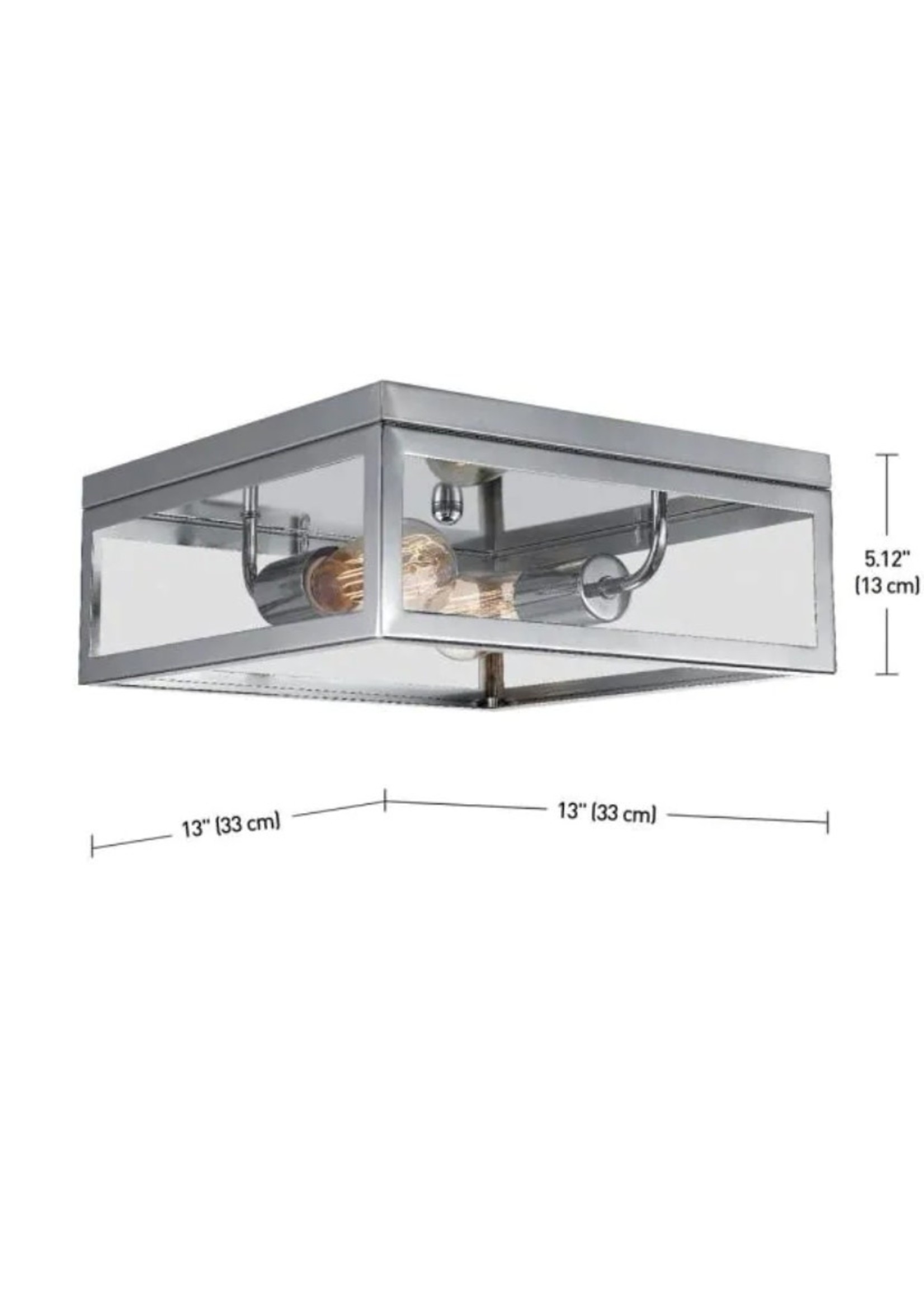 *Missing 1 Screw 60W Globe Memphis 2-Light Flush Mount Ceiling Light Chrome 13x13x5