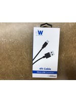 Just Wireless 4ft TPU Micro USB to USB-A Cable - Black