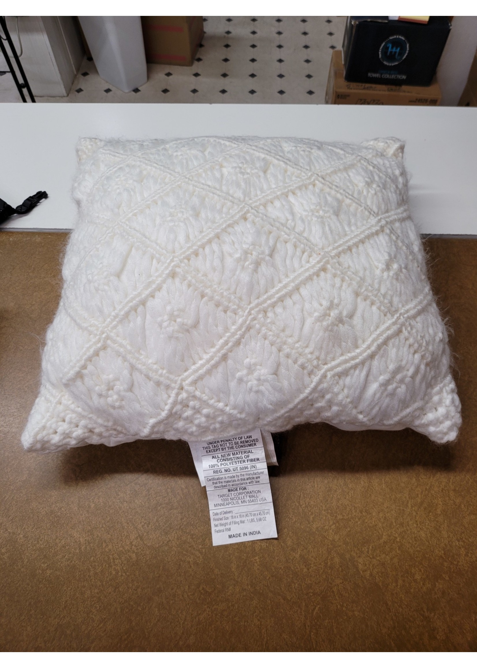 Heathered MacramÃ© Square Throw Pillow White - Opalhouseâ„¢