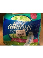 Always Long Absorbency Unscented Ultra Thin Pads with Wings - Size 2 - 58ct