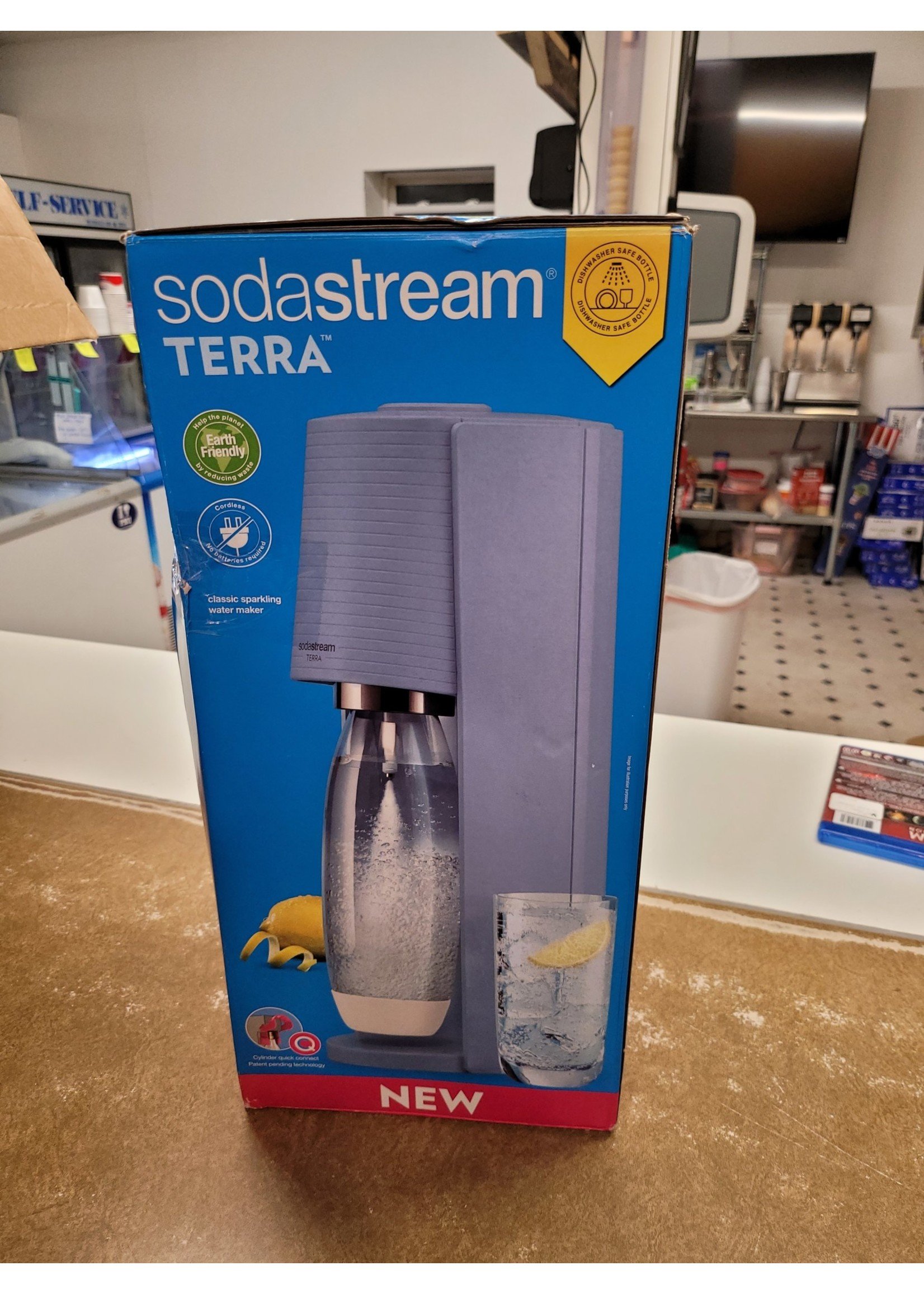 SodaStream Terra Sparkling Water Maker with Extra CO2 Cylinder and  Carbonating Bottle Misty Blue