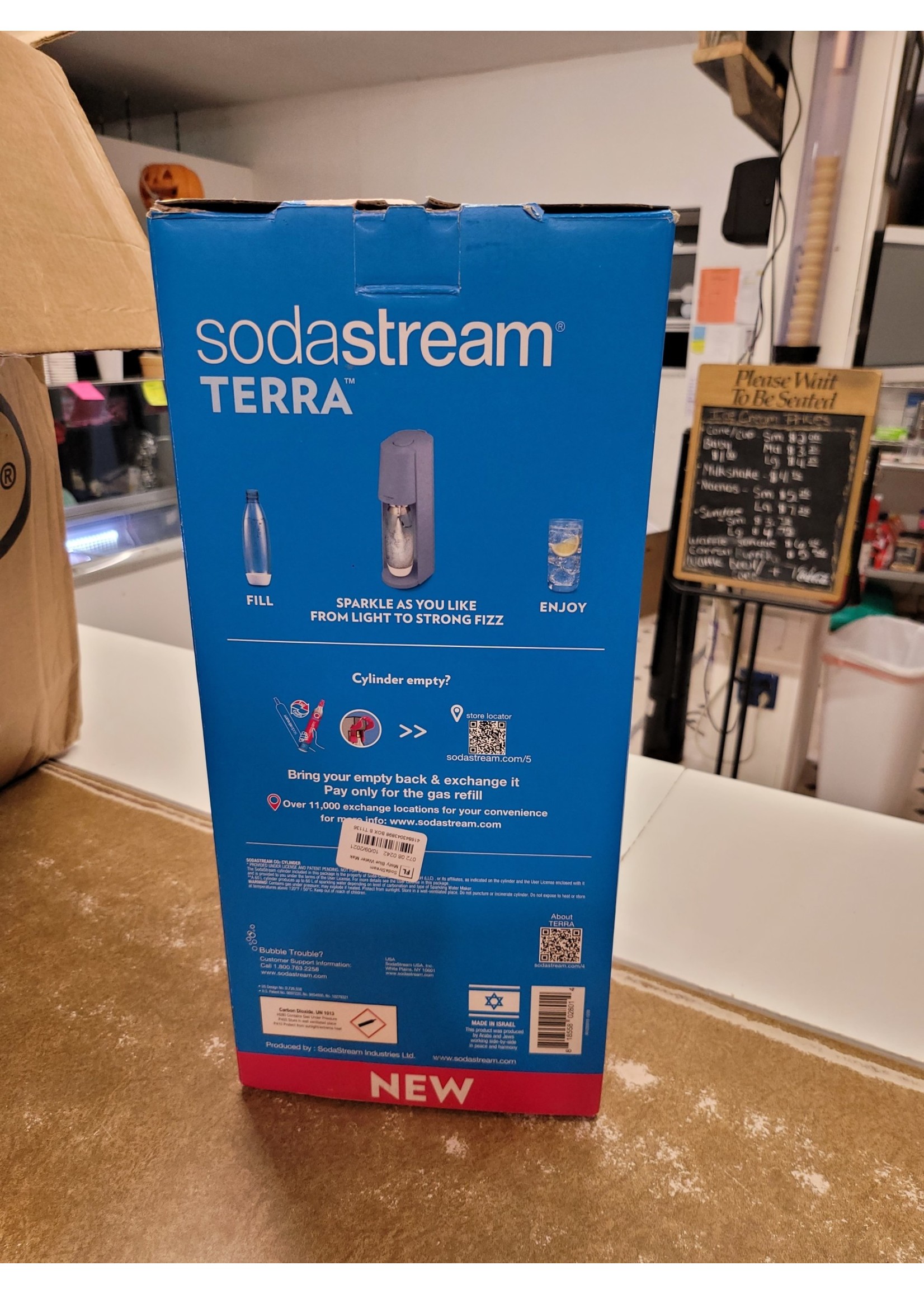 SodaStream Terra Sparkling Water Maker with Extra CO2 Cylinder and  Carbonating Bottle Misty Blue