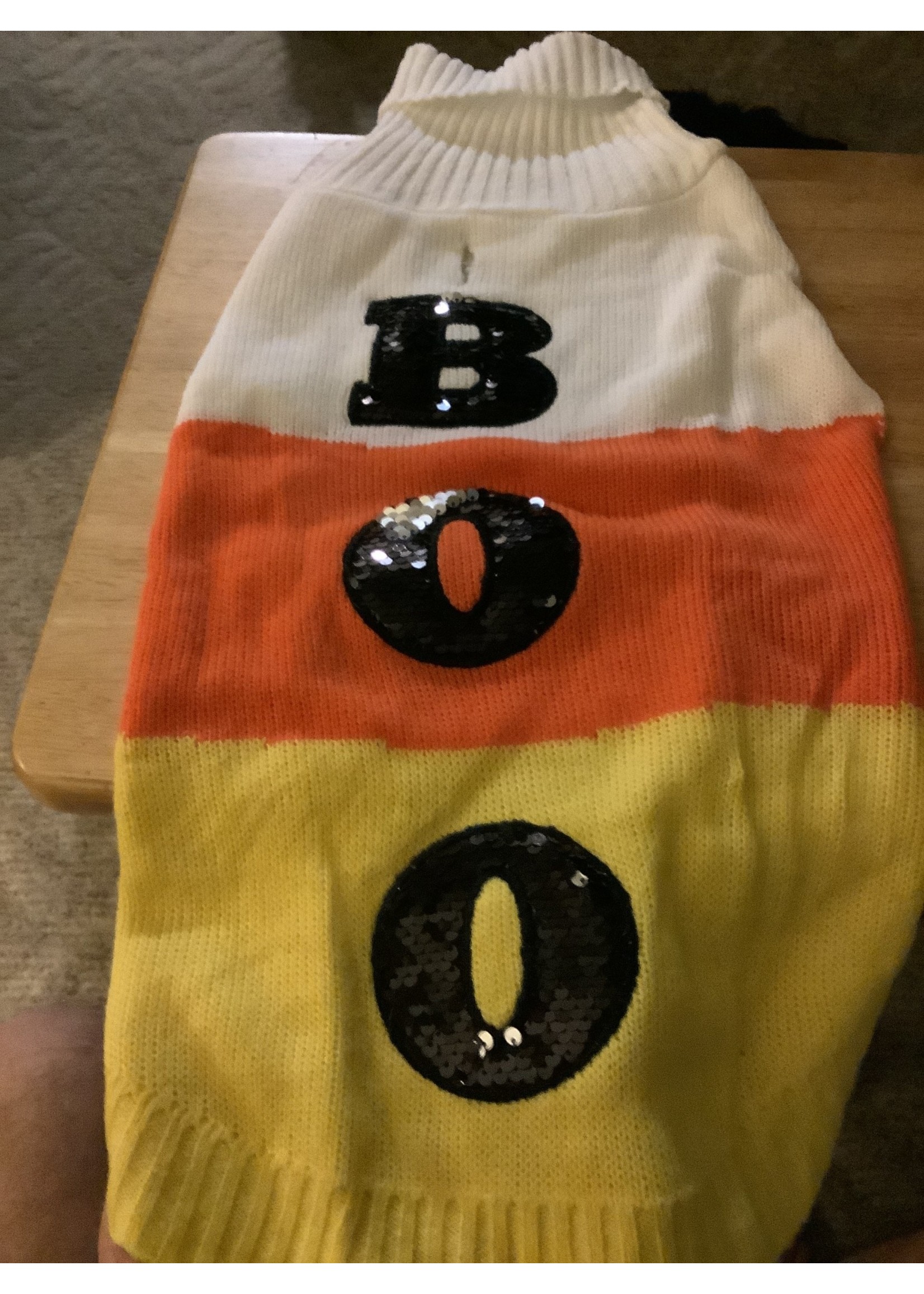 candy corn dog sweater