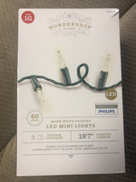 60ct LED Faceted Mini Christmas String Lights Warm White with Green Wire - Wondershop