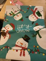 Jumbo Specialty Bag Xmas Let It Snow Shapes On Green