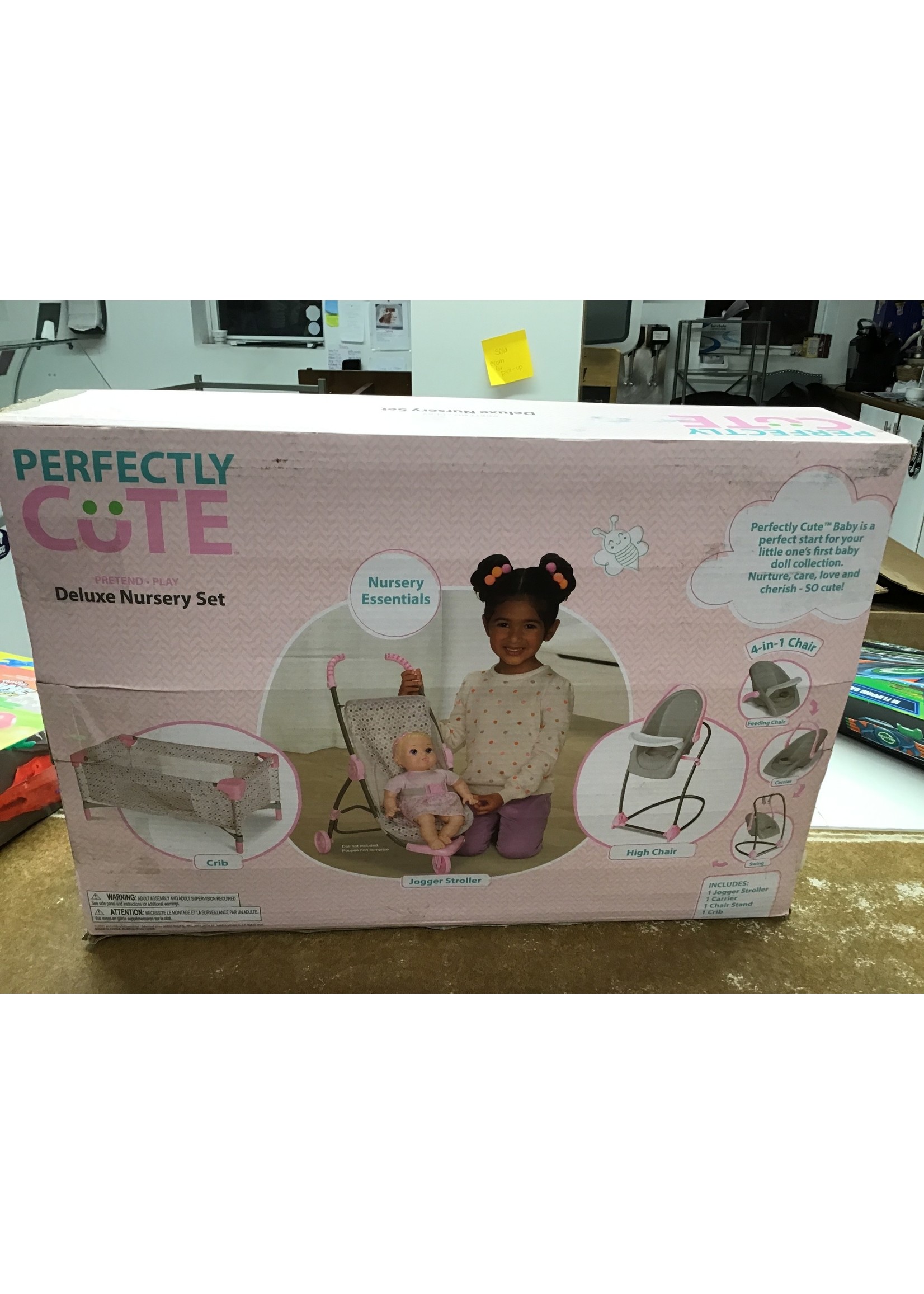 *Damaged Box Missing Feeding Tray* Perfectly Cute Deluxe Nursery 4pc Accessory Set for Baby Dolls