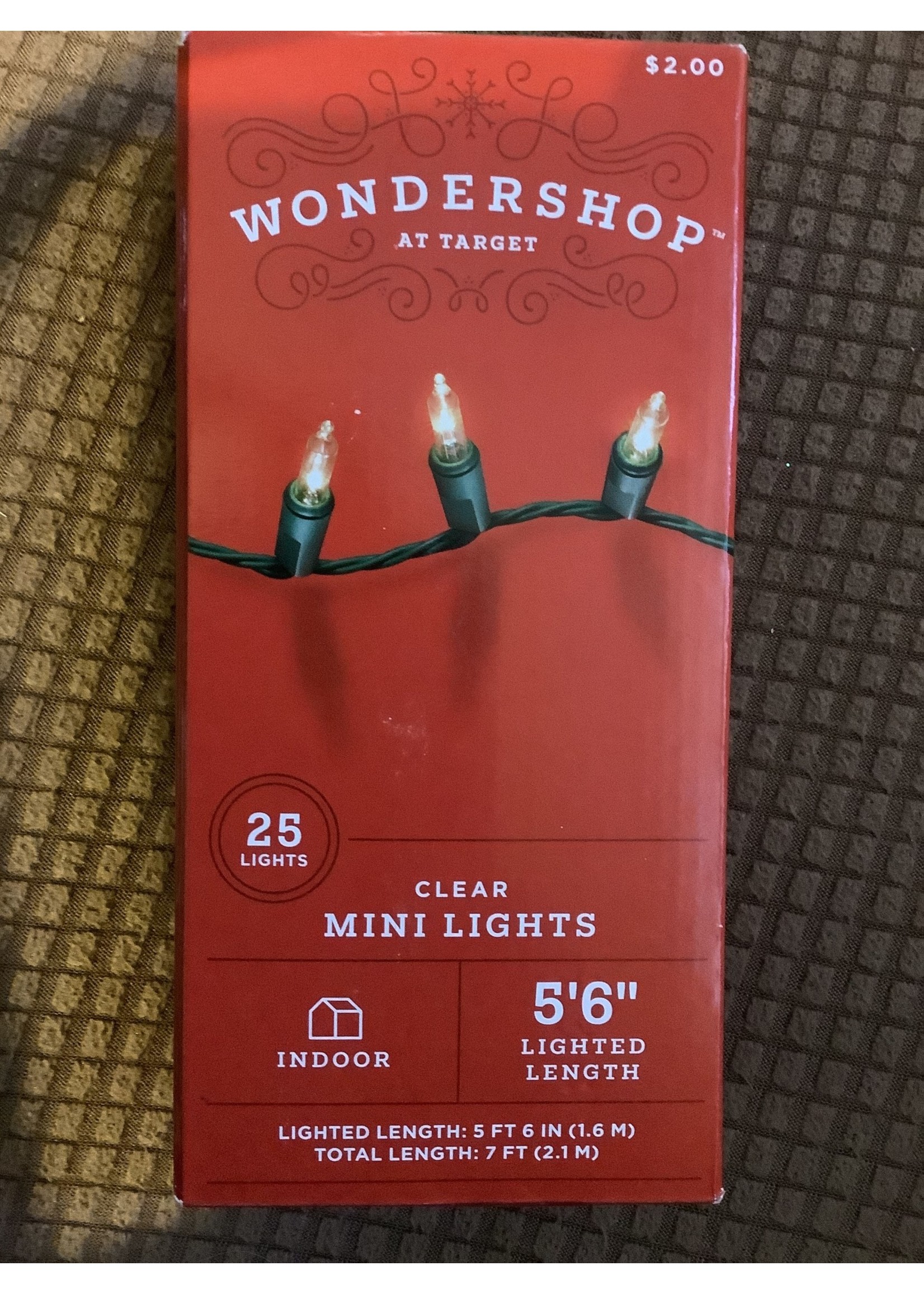 25 Mini lights Clear with green wire Wondershop