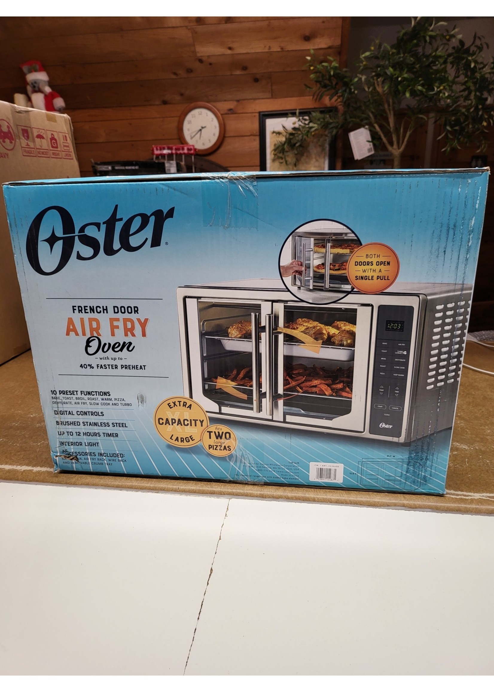 *Opened Oster Digital French Door with Air Fry Countertop Oven