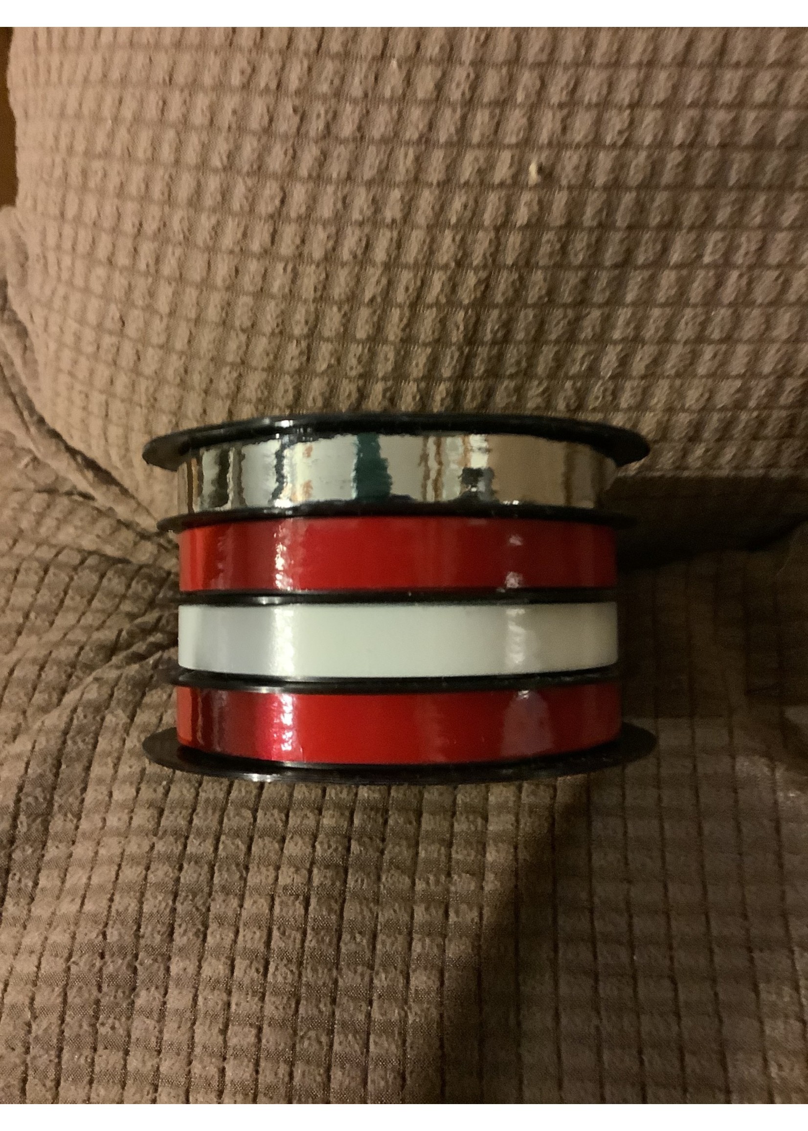 4 End Channel Curl Ribbon Red/White/Silver- Spritz
