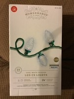 25ct LED C9 Faceted Christmas String Lights Cool White with Green Wire - Wondershop