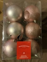 12ct/100mm Christmas Ornament Set Blush - Wondershop