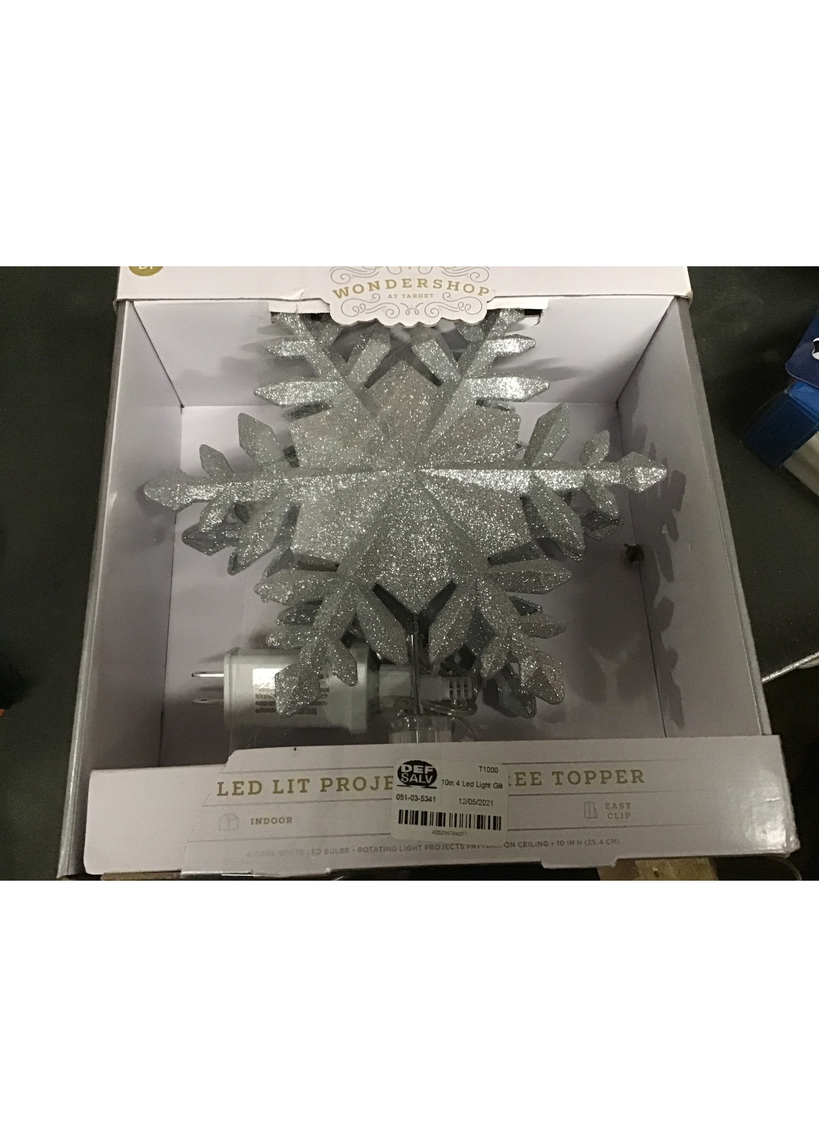 Box damage 10in 4 Led Light Glitter Snowflake Silver - Wondershop