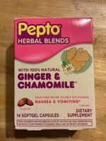 Pepto-Bismol Herbal Blends Softgel Capsules for Morning Sickness - Natural Ginger & Chamomile Extract - 14ct