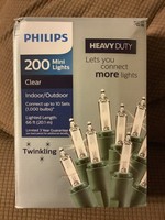 Open box- Philips 200ct Incandescent Twinkle Heavy Duty Smooth Mini String Lights Clear with Green Wire