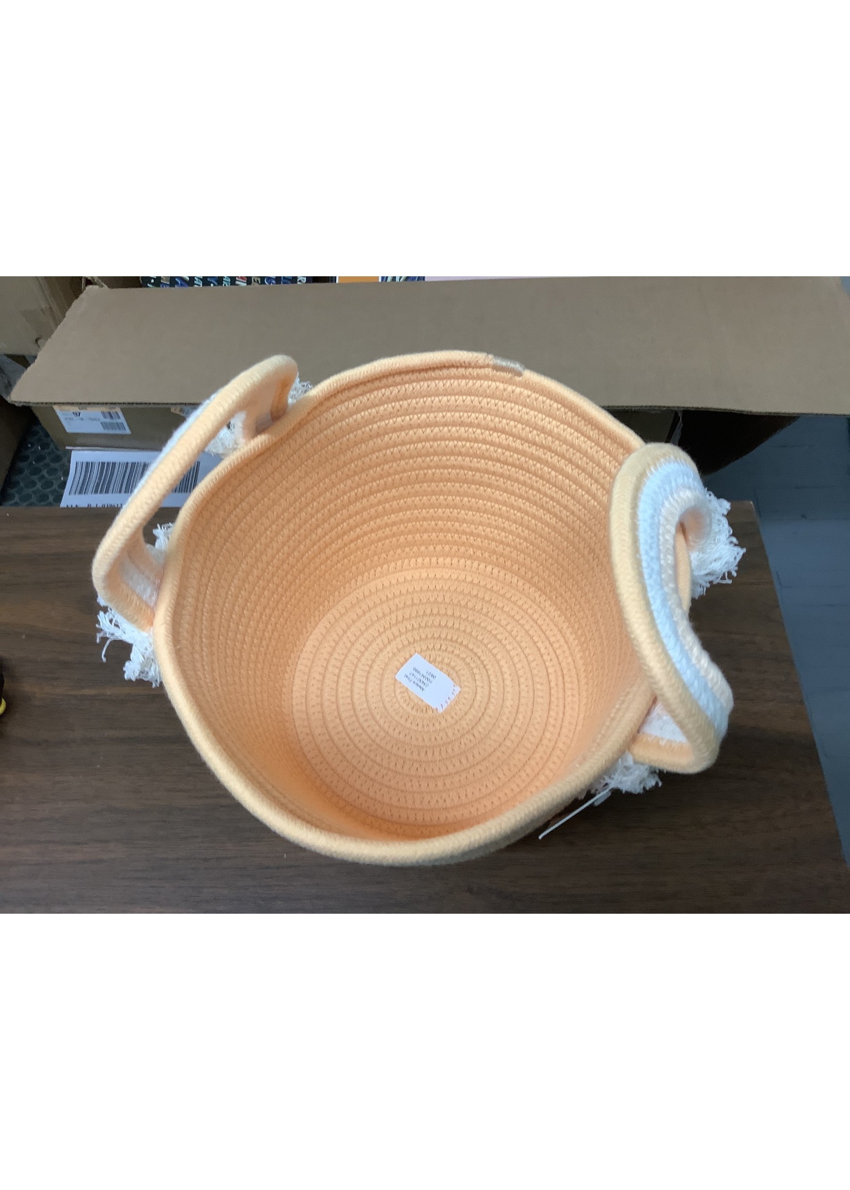 9.5” x 6” Rope Basket w/ Handles Peach