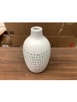 White w/ Black Dots Ceramic Vase 6 1/4” x 3”