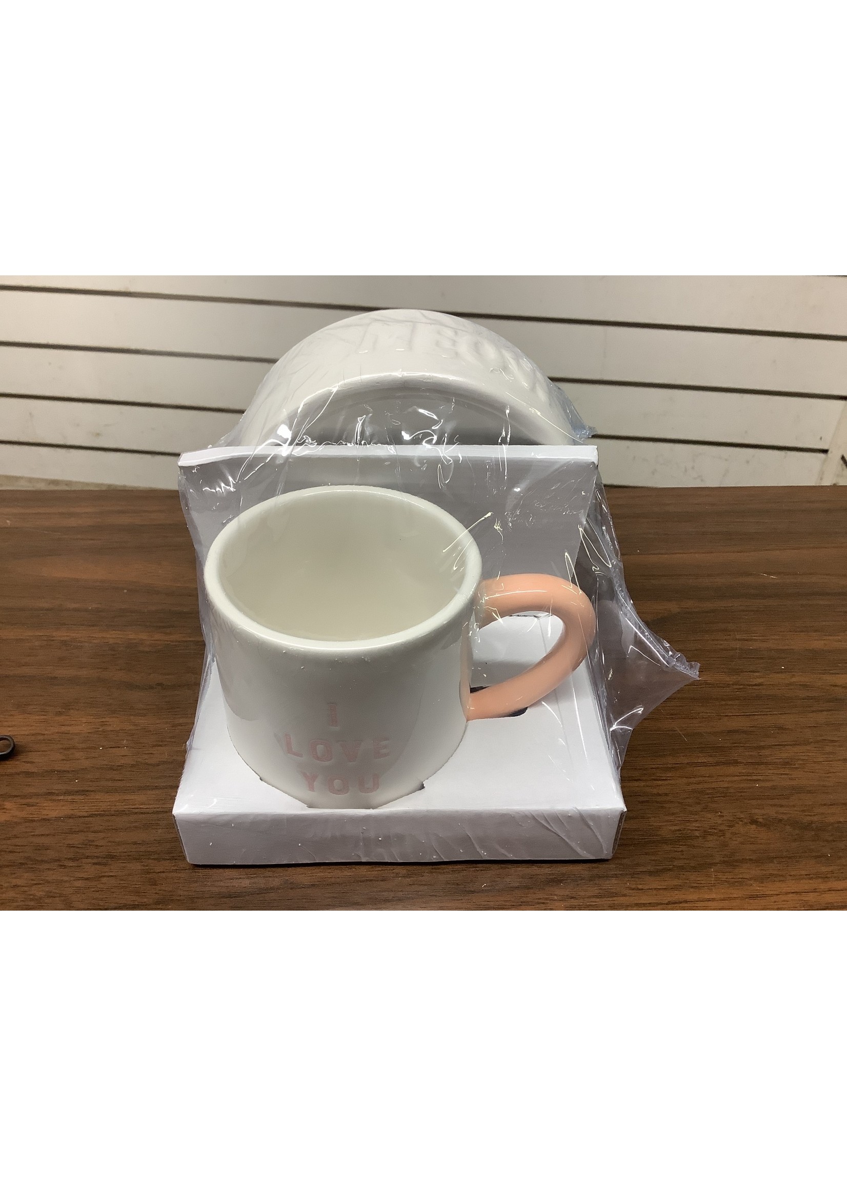 Mug Pet Bowl Set I Love You/I Meow You White/Peach