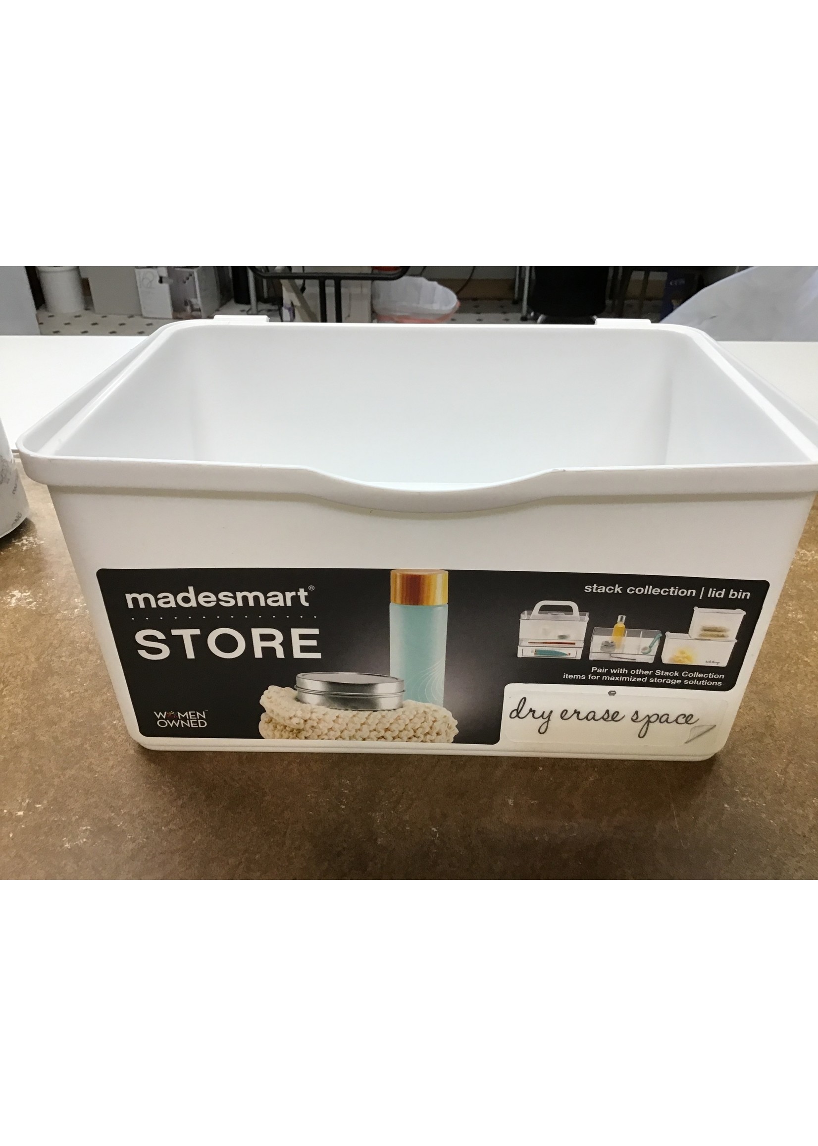 *missing lid* Medium Stacking Bin with Lid Clear/White - Madesmart
