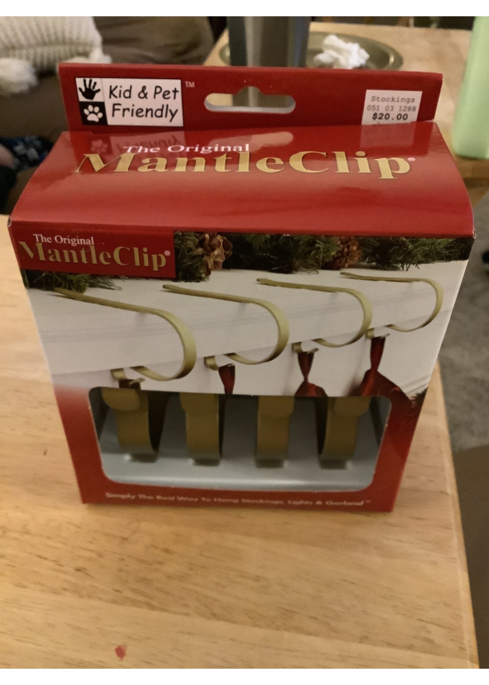 4pk Mantel Clips Stocking Holder Gold - Original MantleClip