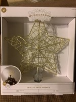 Doesn’t light- 10in Lit Wrapped Twinkling Star Tree Topper Gold - Wondershop