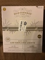 Christmas Garland String Lights 150ct LED Warm White with White Wire - Wondershop