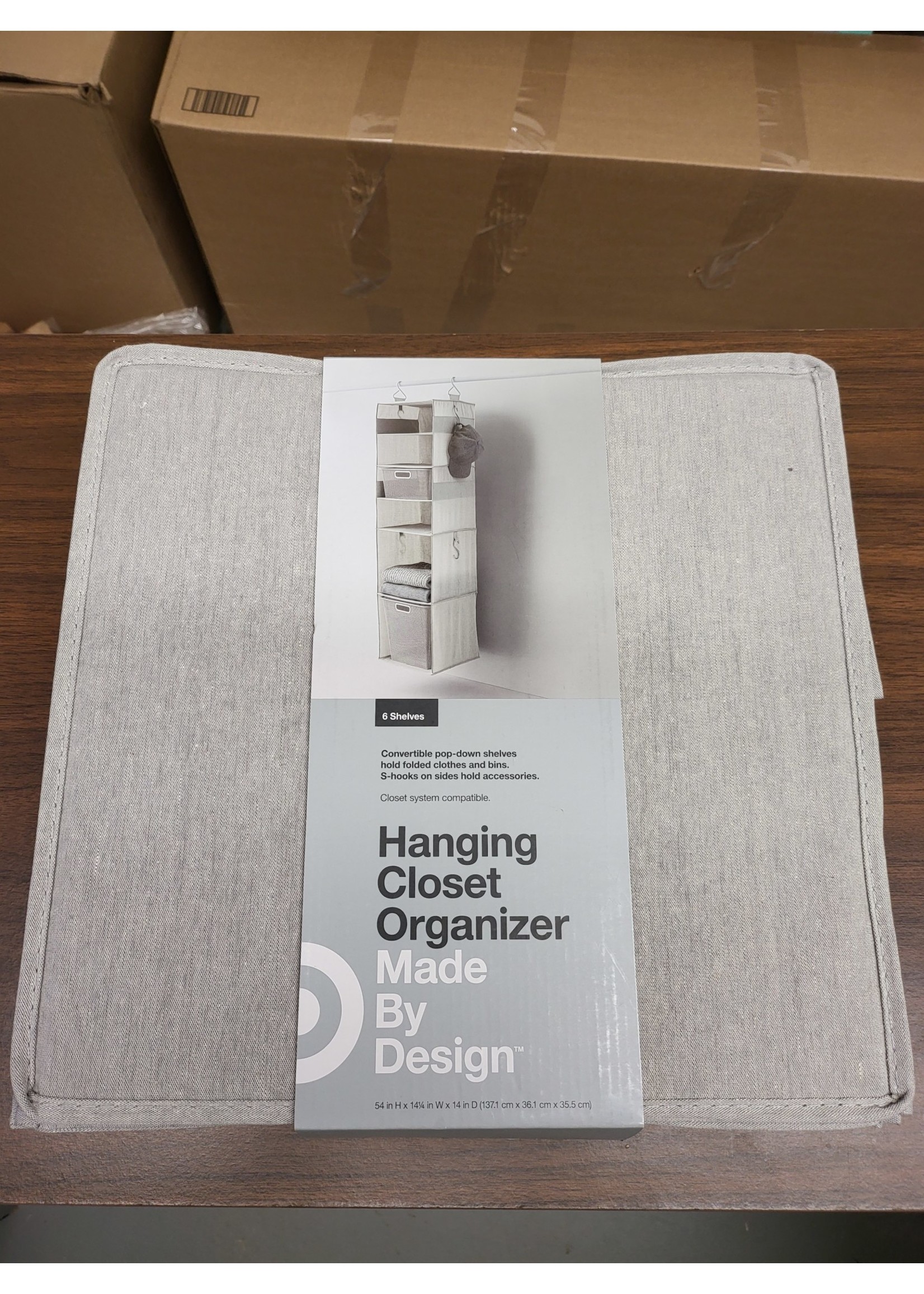 6 Shelf Hanging Fabric Storage Organizer Light Gray - Made By Design