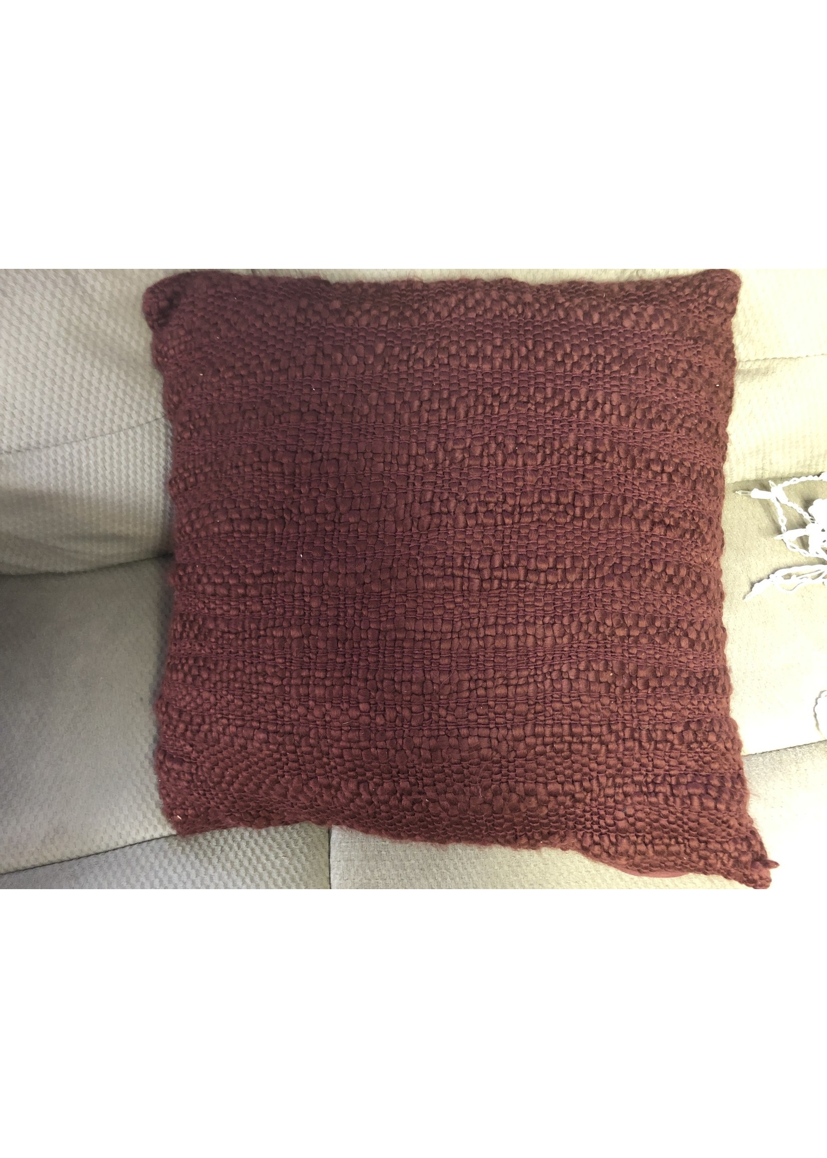 Oversized Woven Cotton Wool  Square Throw Pillow Burgundy - Threshold designed with Studio McGee
