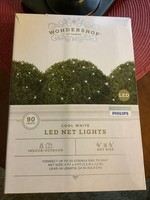 Open box- 90ct 4' x 4' Christmas LED Net Lights Cool White with Green Wire - Wondershop