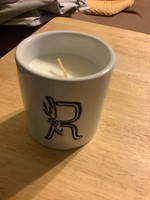 “R” monogrammed Sandlewood 4 oz Ceramic Candle