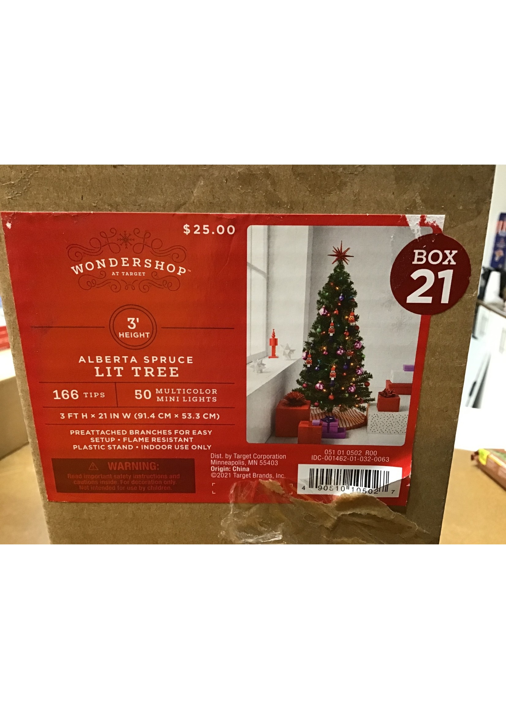 Box damage- 3ft Pre-Lit Alberta Spruce Artificial Christmas Tree Multicolor Lights - Wondershop