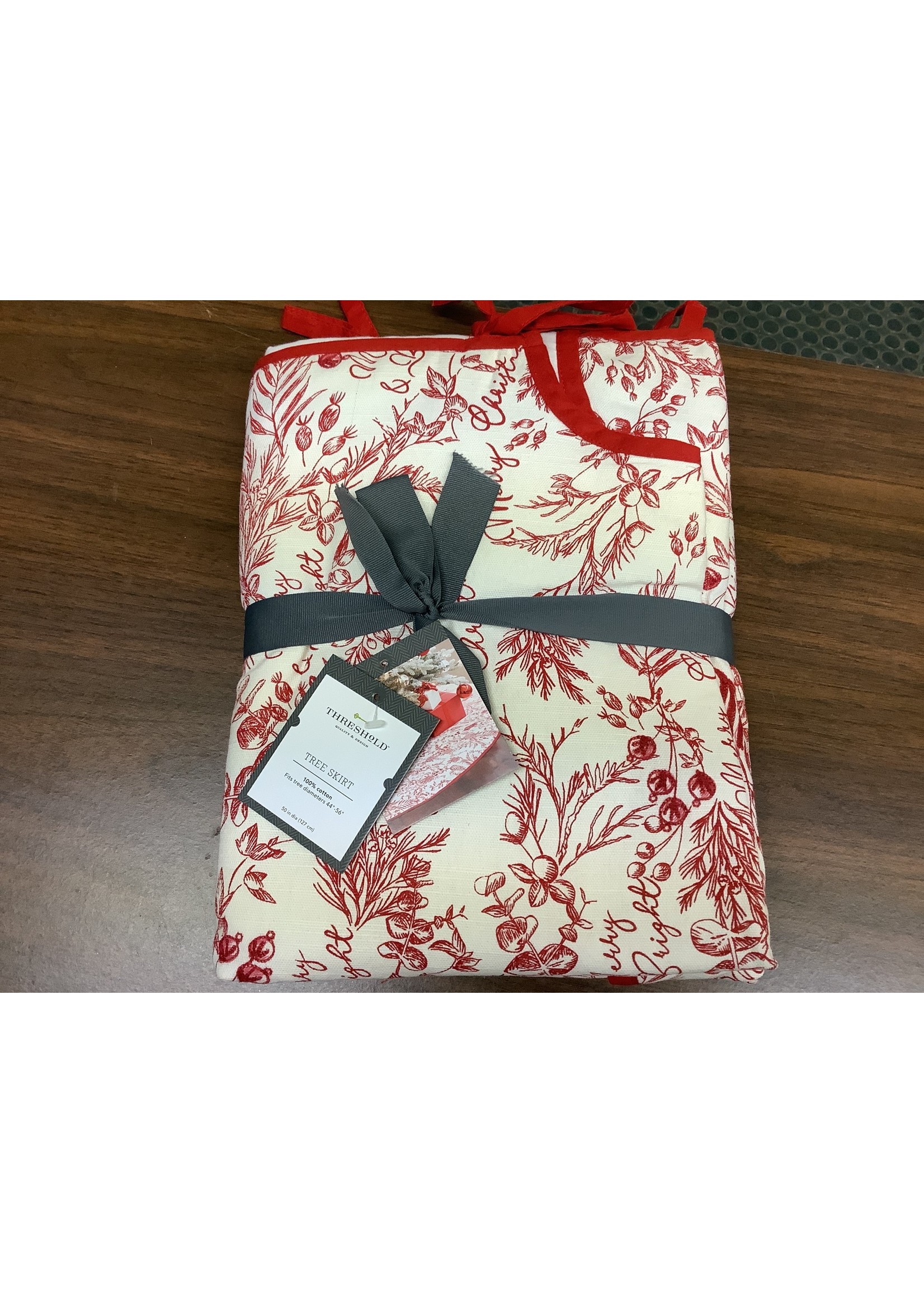 Red & White Floral Printed Tree Skirt - Threshold