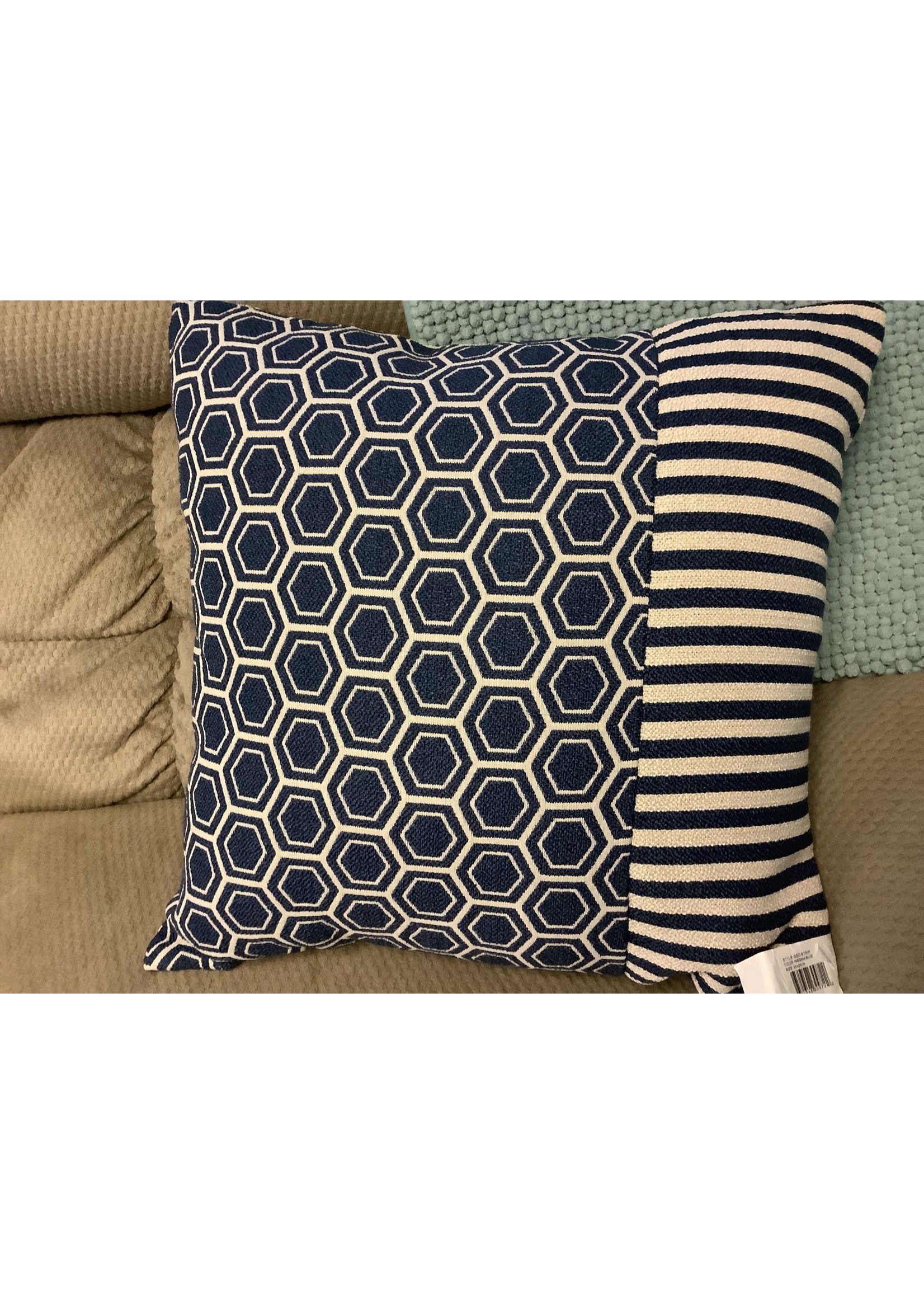 20"x20" Oversize Geometric Striped Square Throw Pillow Blue - Sure Fit