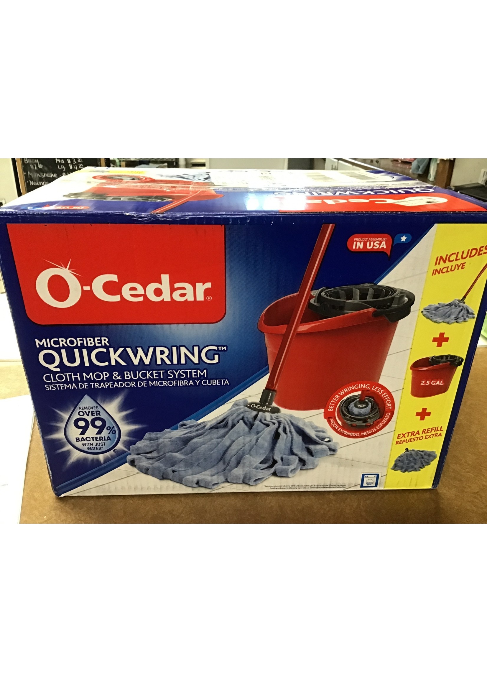 O-Cedar Microfiber Cloth Mop & QuickWring Bucket with 1 Extra Refill