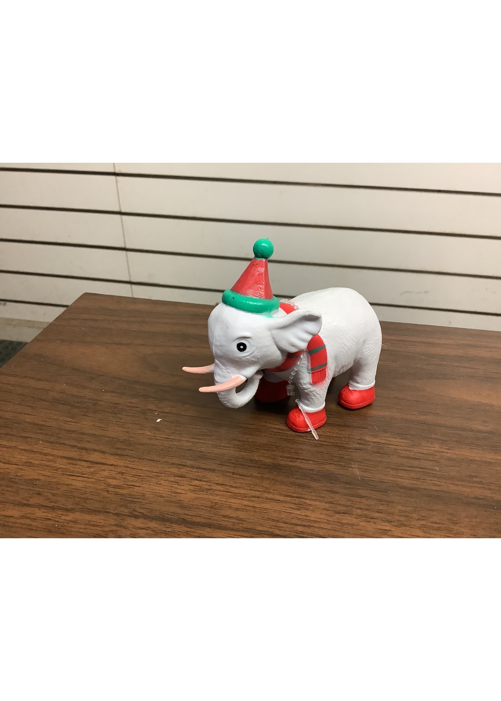 Christmas Elephant Toy Plastic Figurine 5.5”