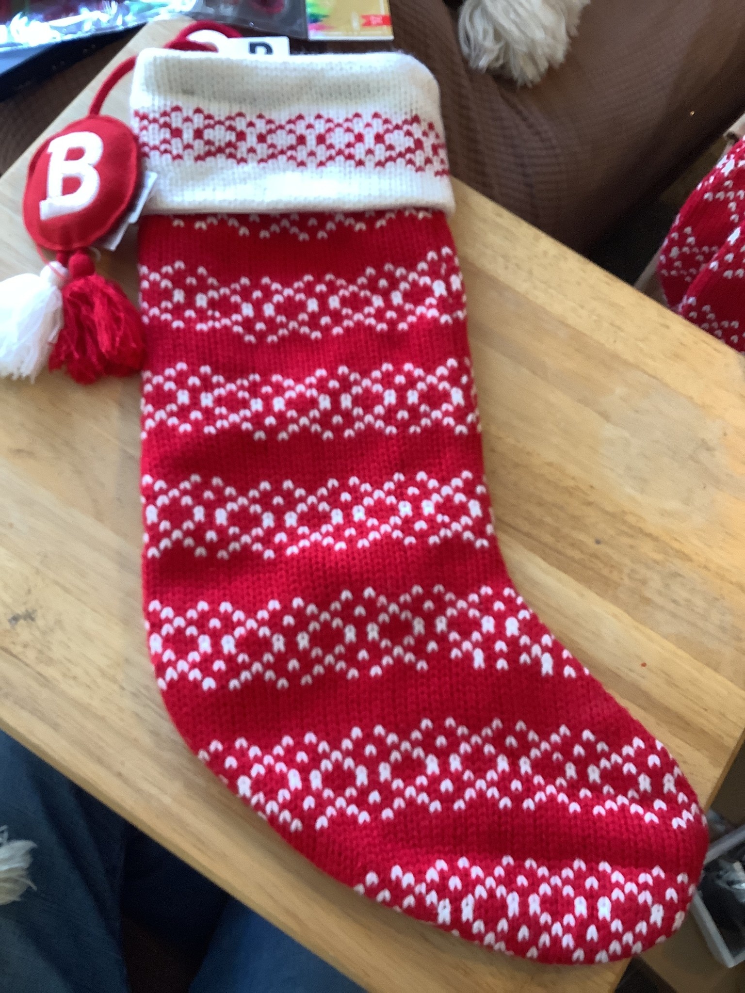 Knit Monogram Christmas Stocking Red B - Wondershop™