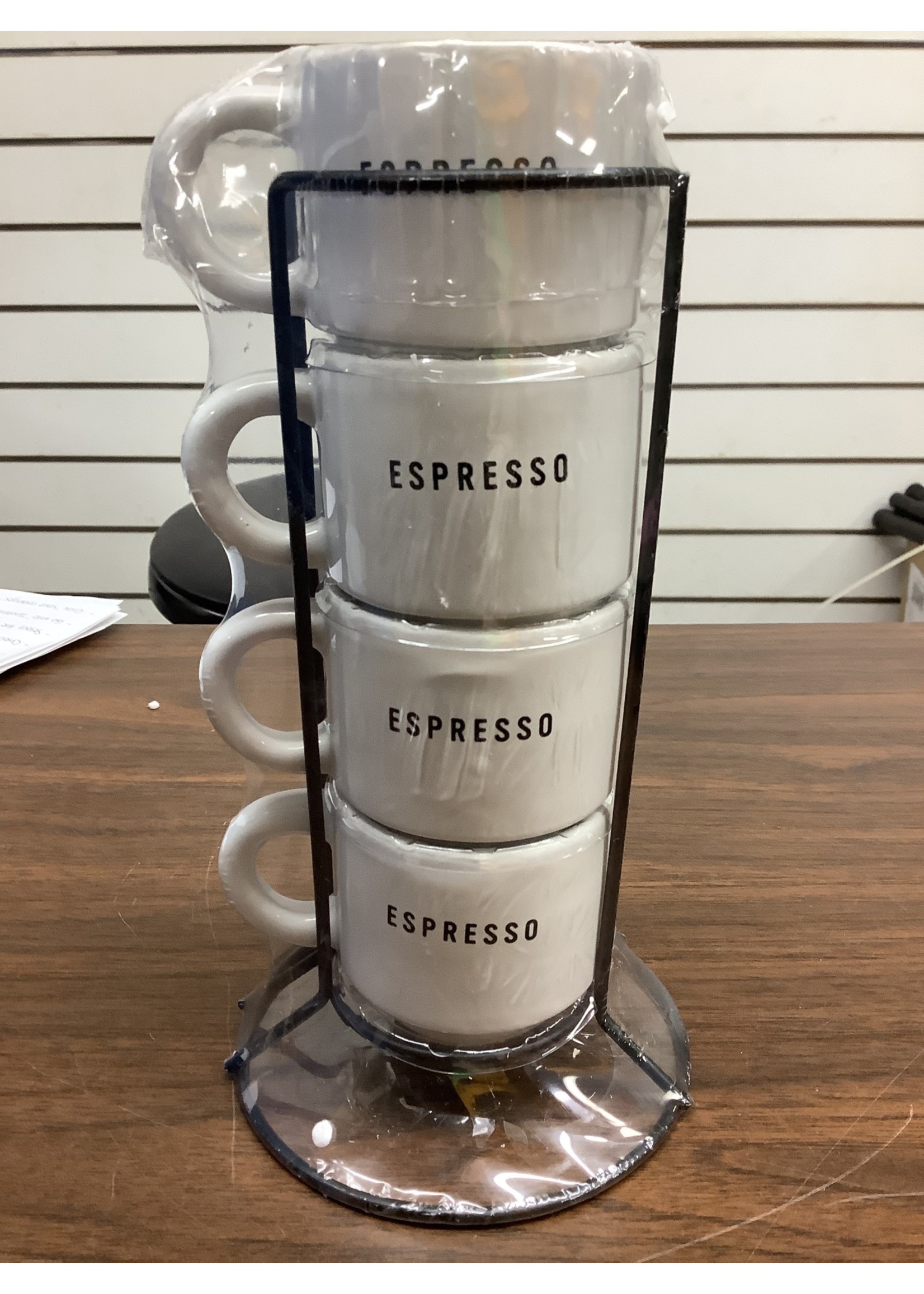 5 pc espresso mini stackable mugs cups coffee bar