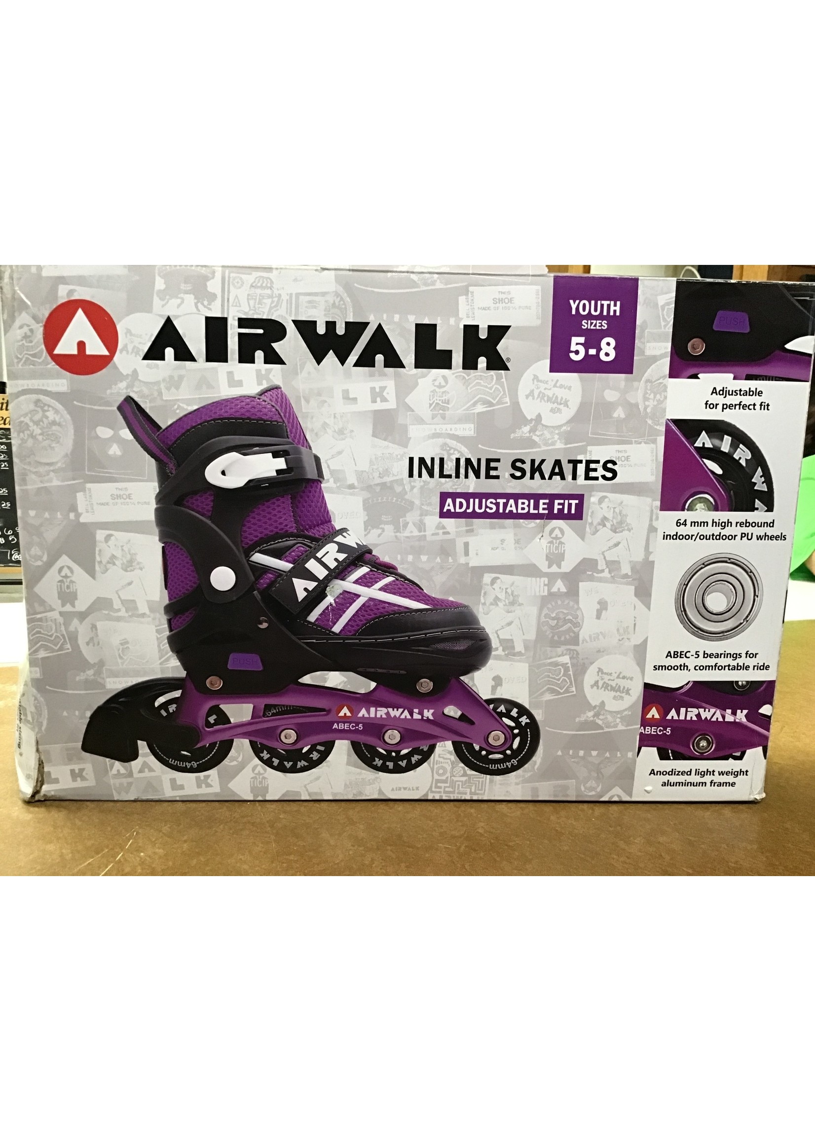 Box damage- Airwalk In-line Skates Youth 5-8 Purple Brand New