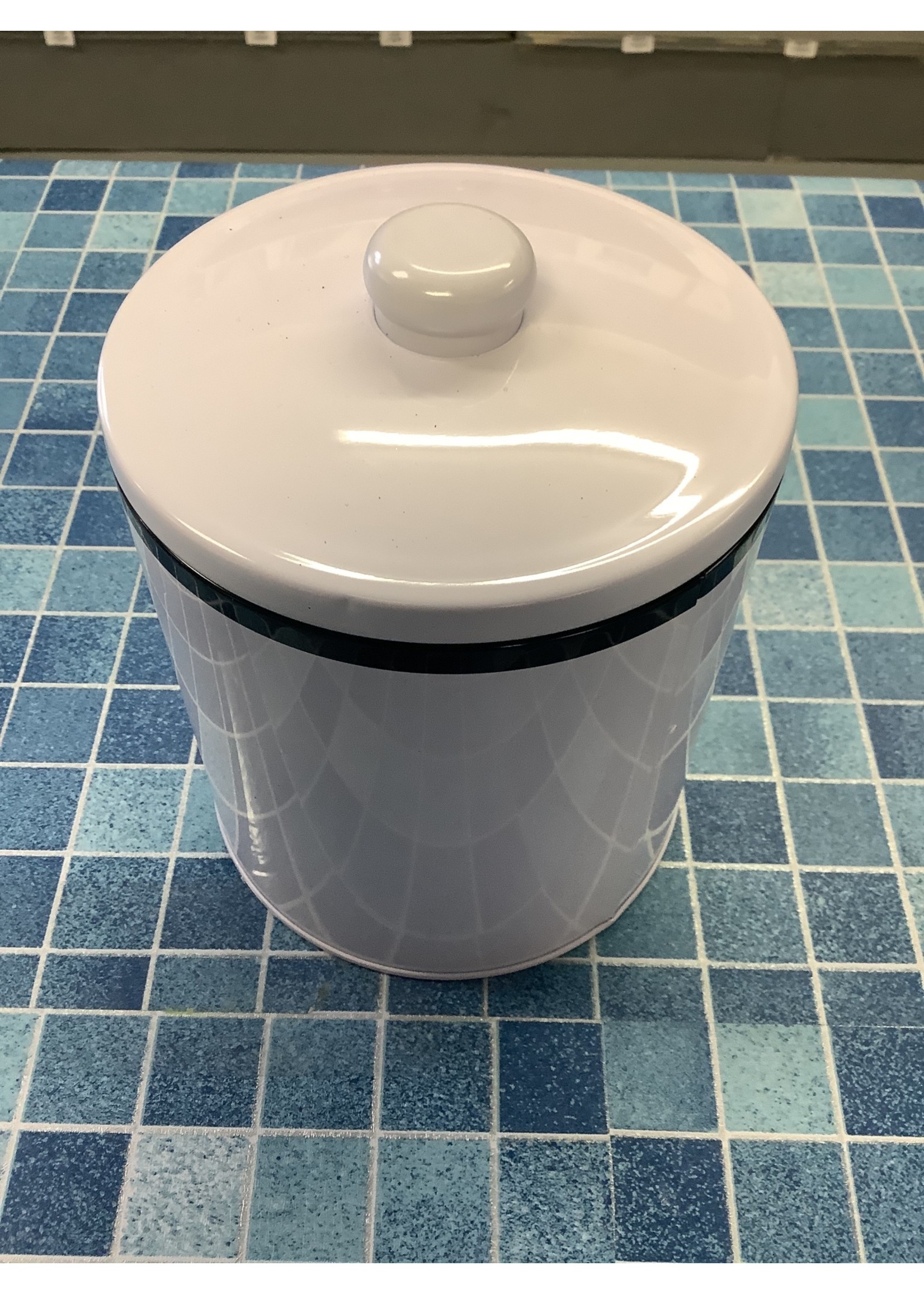 White round Metal Container With Lid