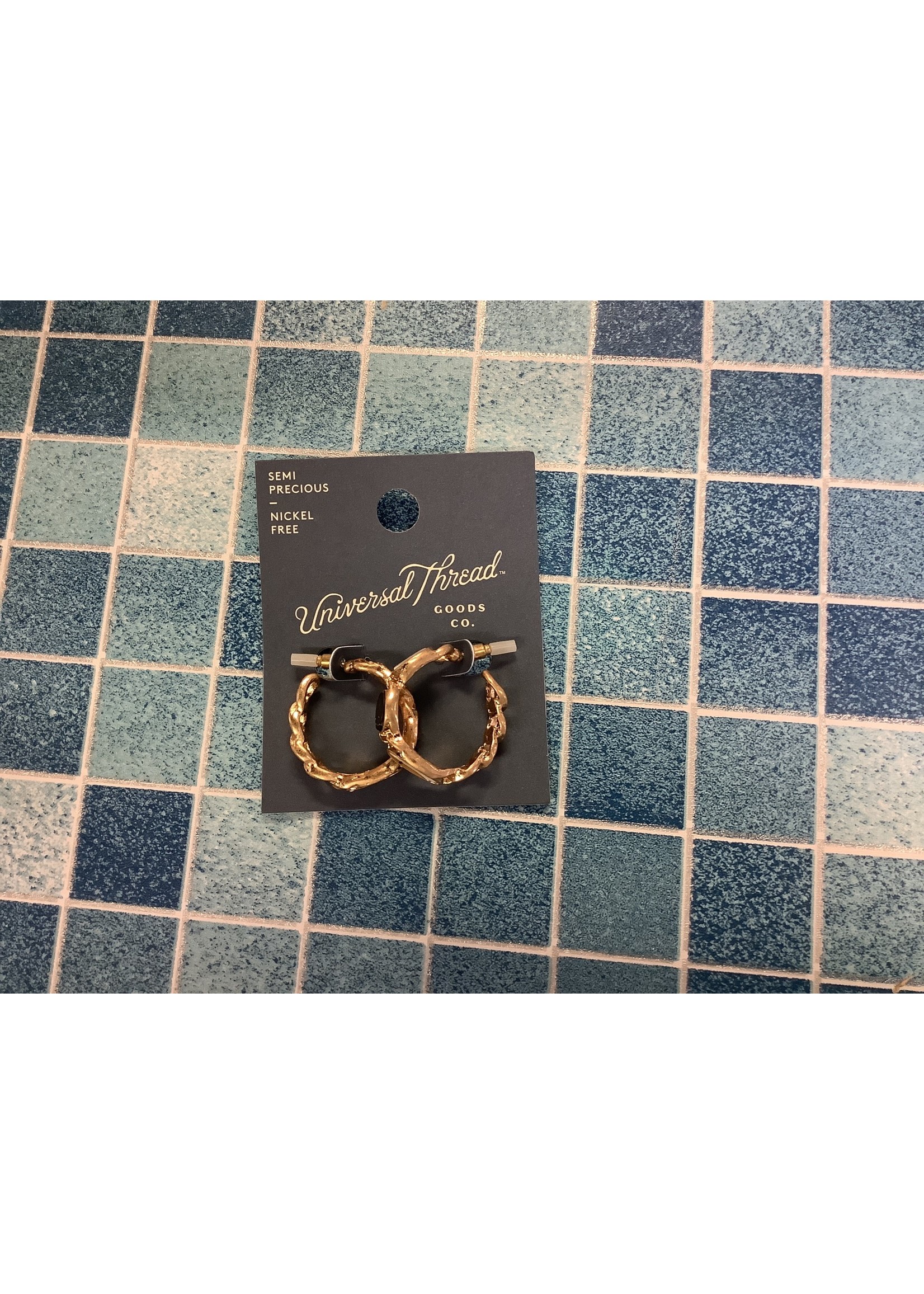 Black Howlite and Dalmatian Jasper Semi-Precious Curb Chain Hoop Earrings - Universal Thread