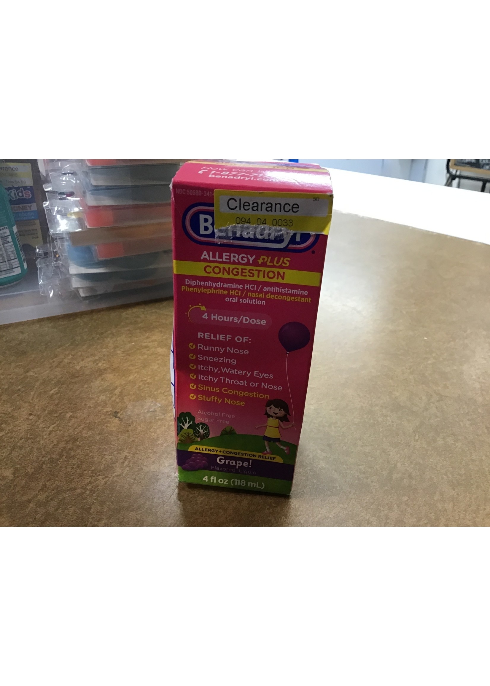 Children's Benadryl Allergy Plus Congestion Relief Liquid - Grape - Diphenhydramine - 4 fl oz